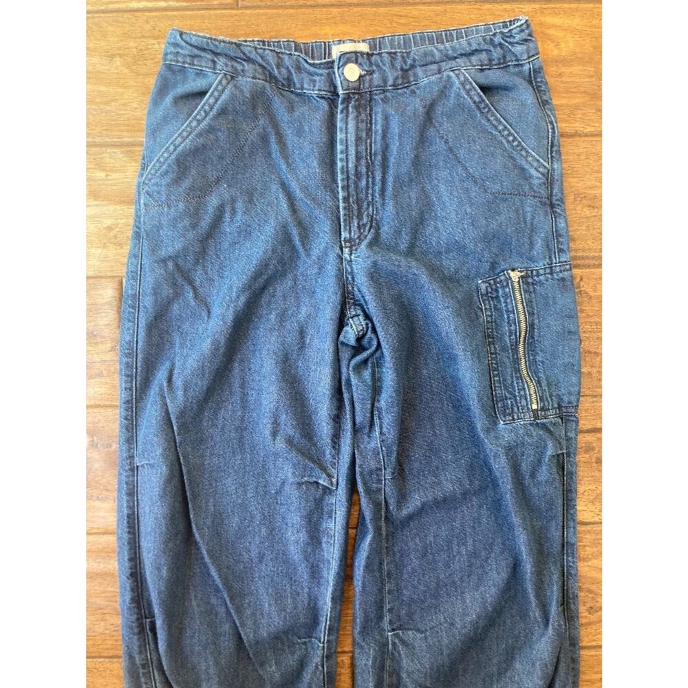 Pilcro by Anthropologie Utility Tie Ankle Denim Cargo Jeans Women 27 Relaxed - Picture 4 of 9